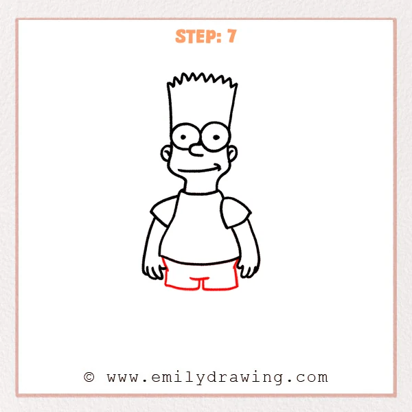 how to draw a bart simpson - Step 7